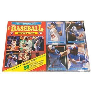 MLB 50 Giant Baseball Stickers & Album Kit 1990 Hottest Players Vintage SEALED